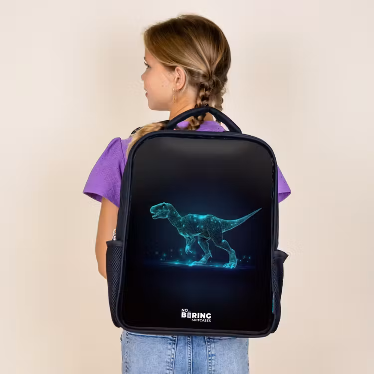 Digitale T-Rex in blauw lichtveld Rugzak - Zwart middel -sfeer5