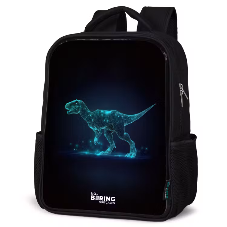 Digitale T-Rex in blauw lichtveld Rugzak - Zwart middel -schuin