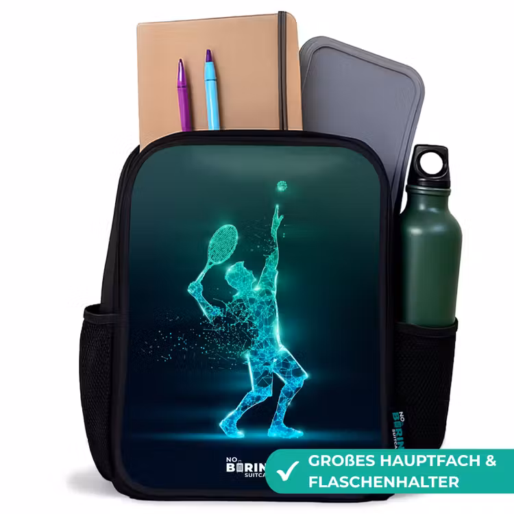 Digitale tennisspeler in futuristische stijl Rugzak - Zwart middel -inhoud_DE