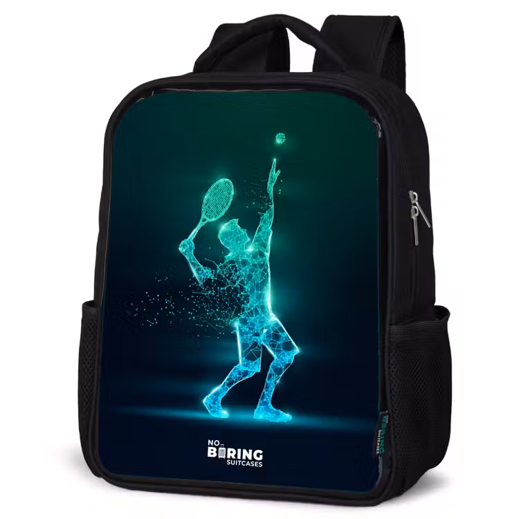 Digitale tennisspeler in futuristische stijl Rugzak - Zwart middel -schuin