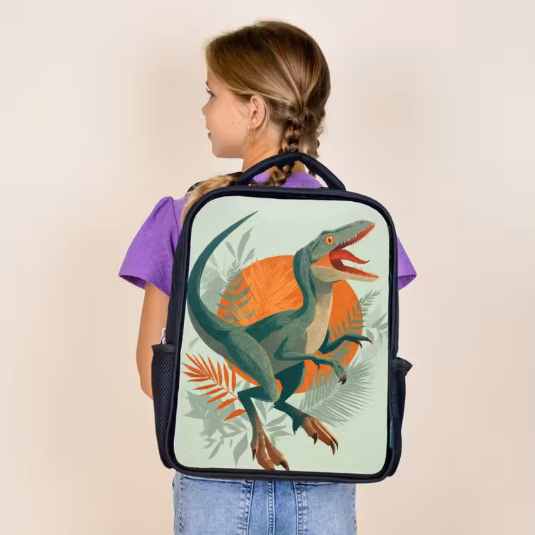 Dino - Bladeren - Grafisch - Groen Rugzak - Zwart middel -sfeer5
