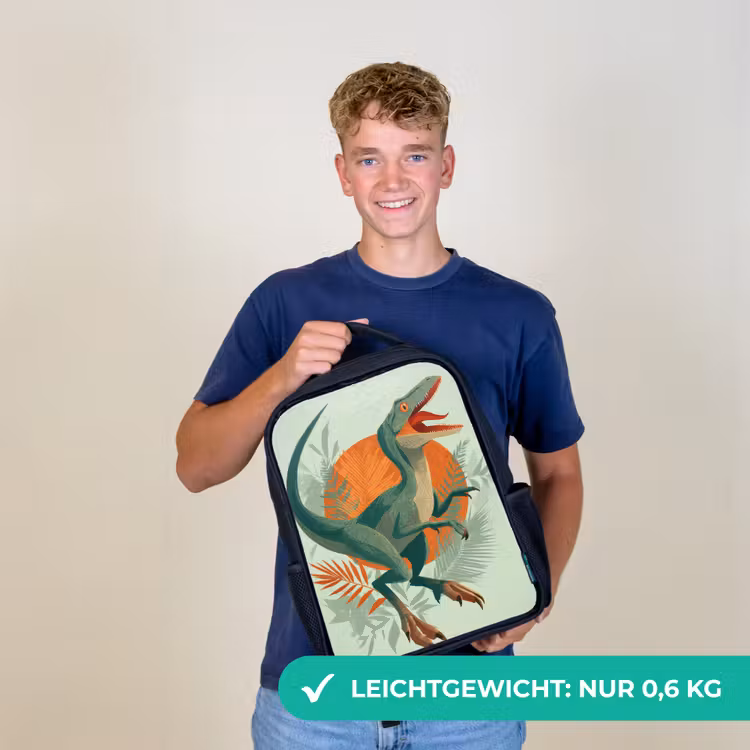 Dino - Bladeren - Grafisch - Groen Rugzak - Zwart middel -sfeer7_DE