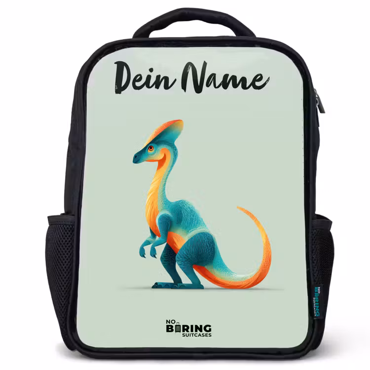 Dino - Blauw - Dier Rugzak - Zwart middel -3d
