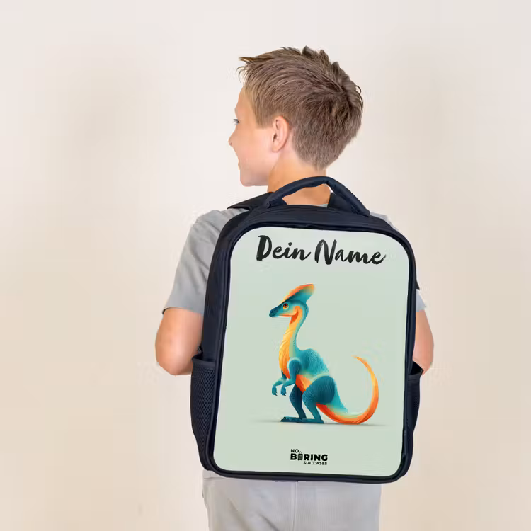 Dino - Blauw - Dier Rugzak - Zwart middel -sfeer2