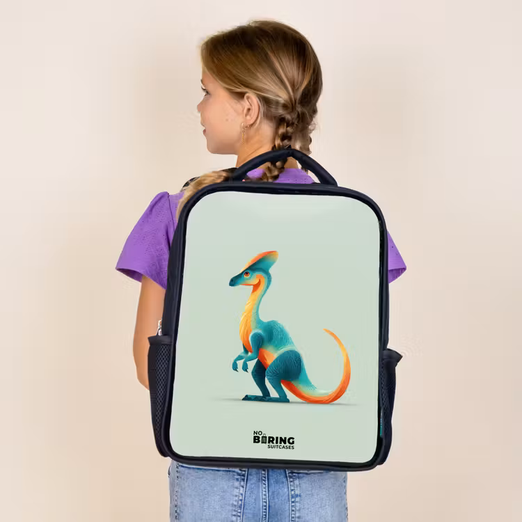 Dino - Blauw - Dier Rugzak - Zwart middel -sfeer5