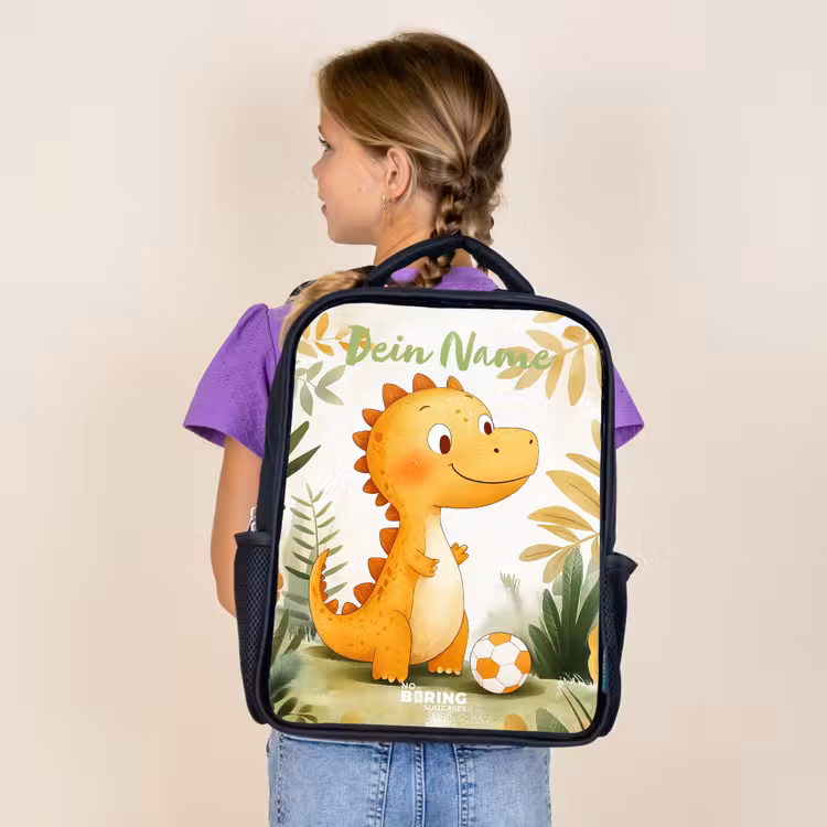 Dino - Voetbal - Oranje Rugzak - Zwart middel -sfeer5