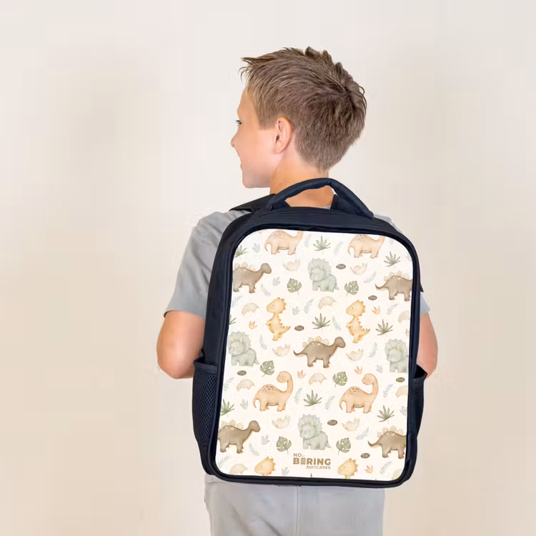 Dino patroon in pastelkleuren Rugzak - Zwart middel -sfeer2