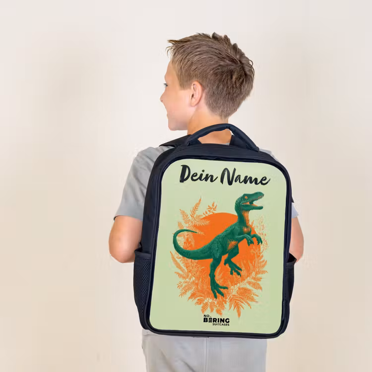 Dino - Natuur - Groen Rugzak - Zwart middel -sfeer2