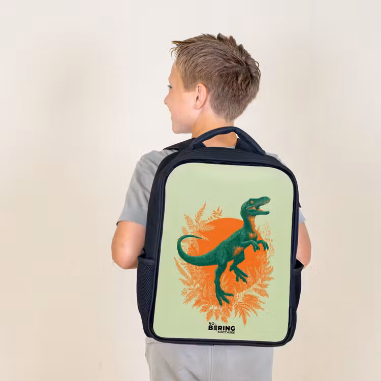 Dino - Natuur - Groen Rugzak - Zwart middel -sfeer2