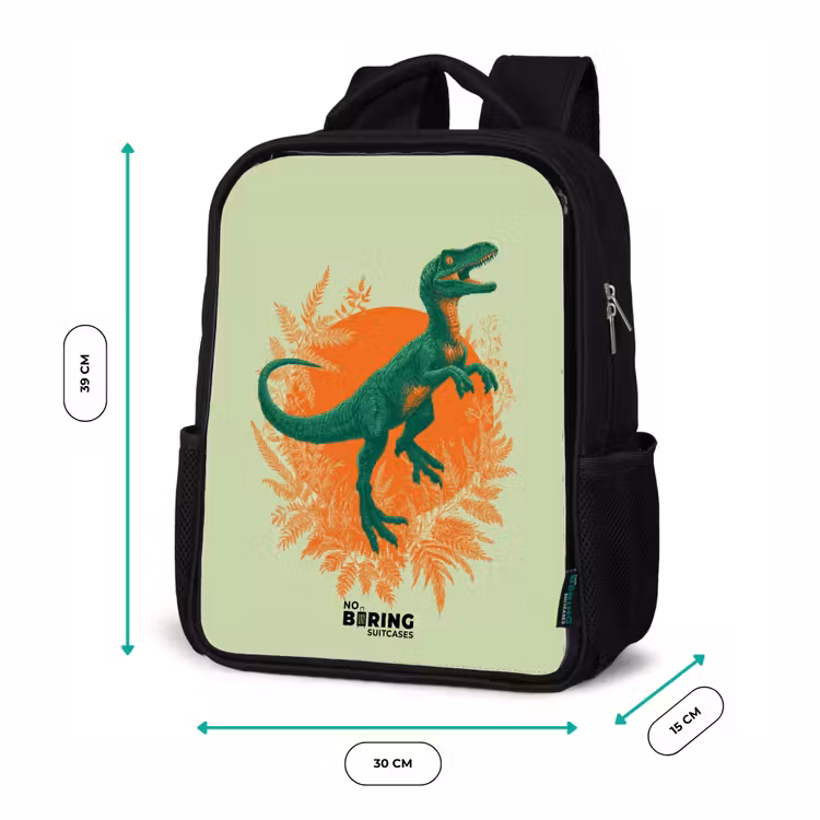 Dino - Natuur - Groen Rugzak - Zwart middel -productfoto_formaten