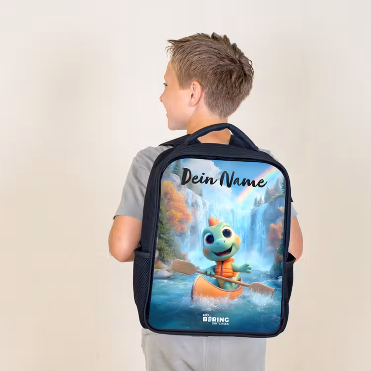 Dino - Natuur - Waterval Rugzak - Zwart middel -sfeer2