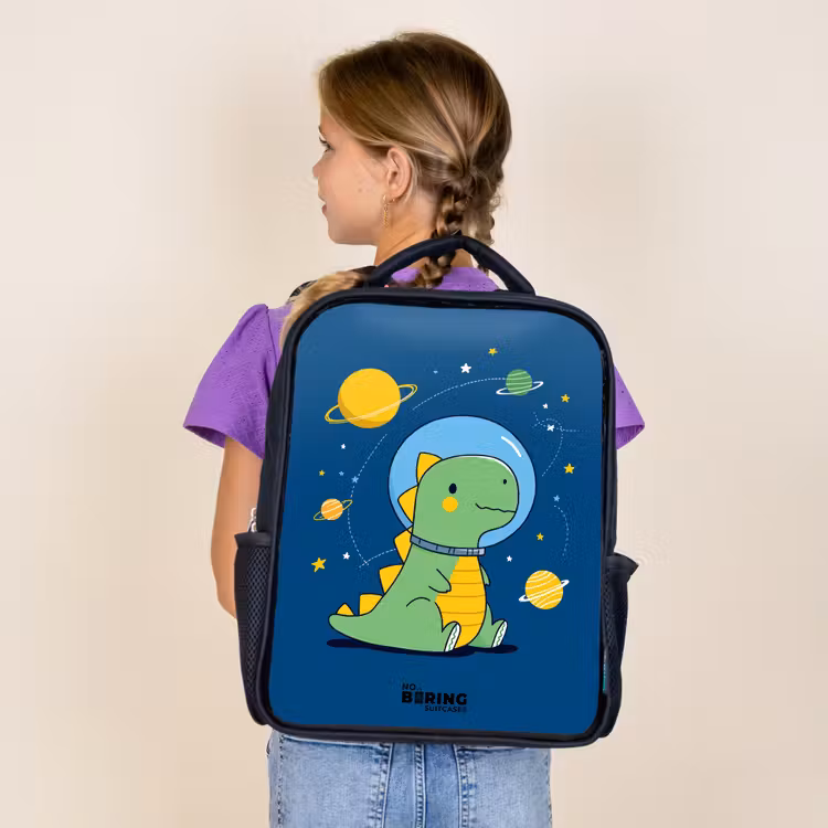 Dino - Planeet - Ster - Blauw Rugzak - Zwart middel -sfeer5