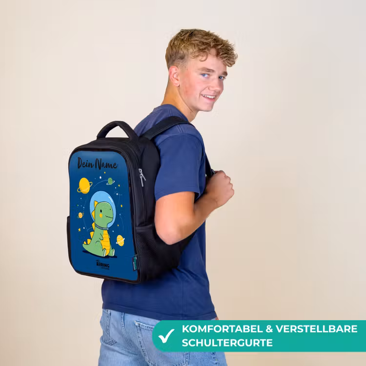 Dino - Planeet - Ster - Blauw Rugzak - Zwart middel -sfeer9_DE