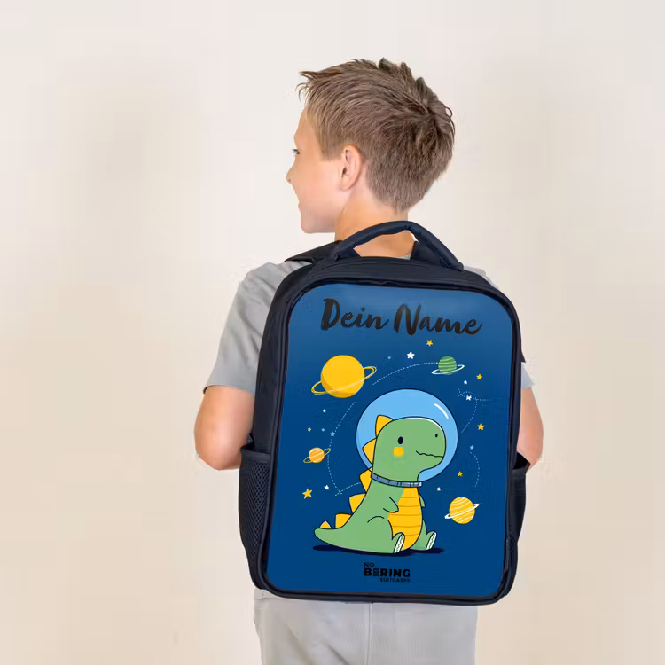 Dino - Planeet - Ster - Blauw Rugzak - Zwart middel -sfeer2