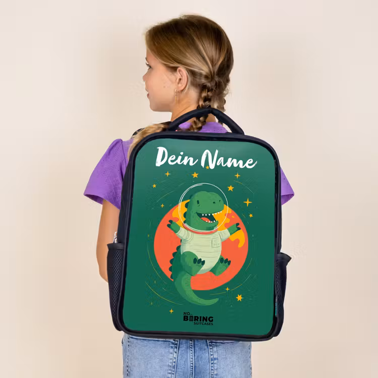 Dino - Planeet - Sterren - Groen Rugzak - Zwart middel -sfeer5