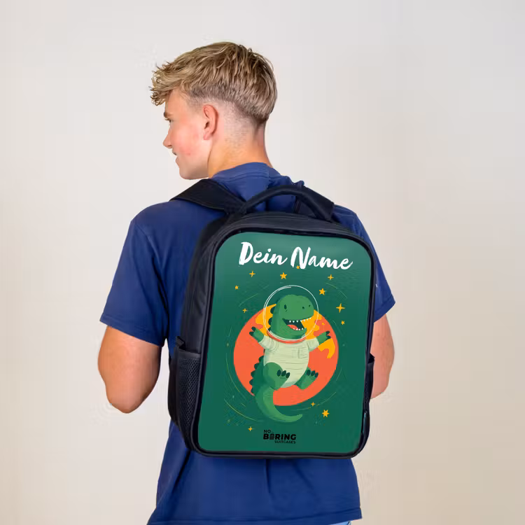 Dino - Planeet - Sterren - Groen Rugzak - Zwart middel -sfeer8