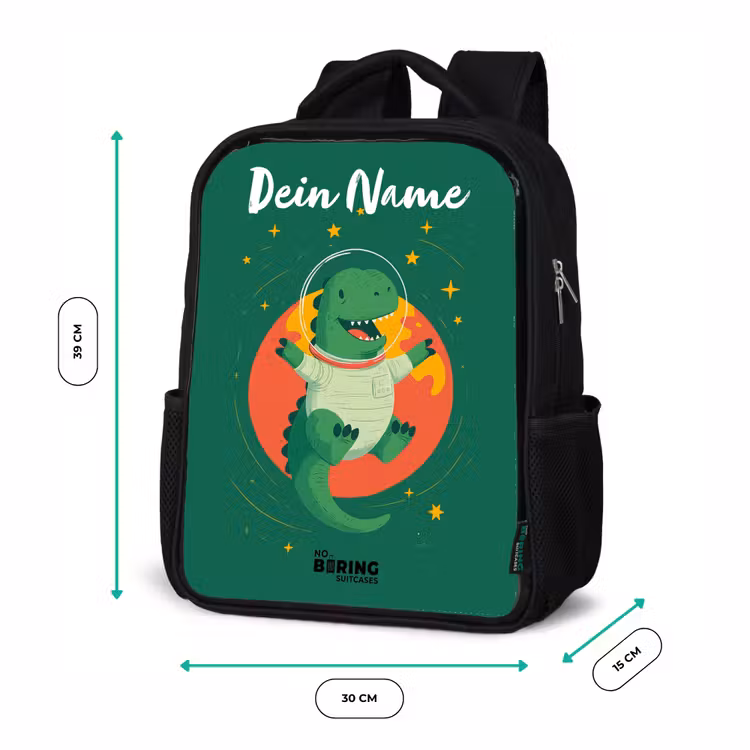 Dino - Planeet - Sterren - Groen Rugzak - Zwart middel -productfoto_formaten