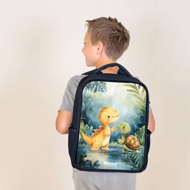 Dino - Schildpad - Jungle Rugzak - Zwart middel -sfeer2