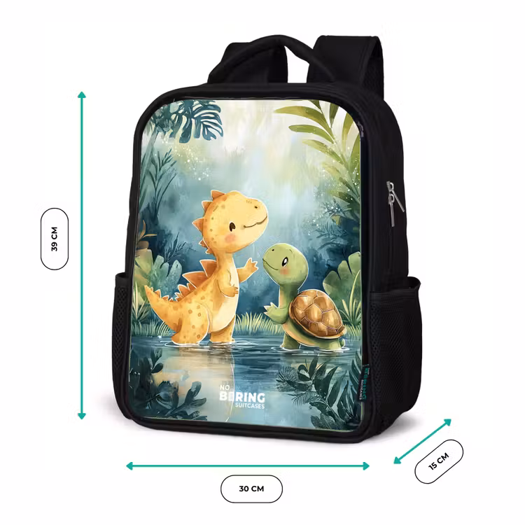 Dino - Schildpad - Jungle Rugzak - Zwart middel -productfoto_formaten