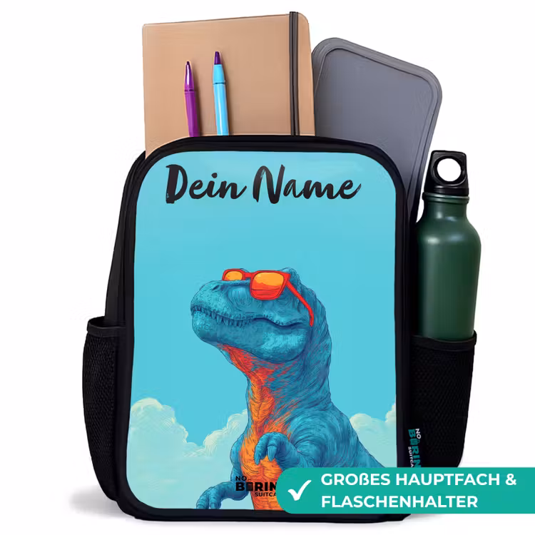 Dino - Zonnebril - Blauw Rugzak - Zwart middel -inhoud_DE