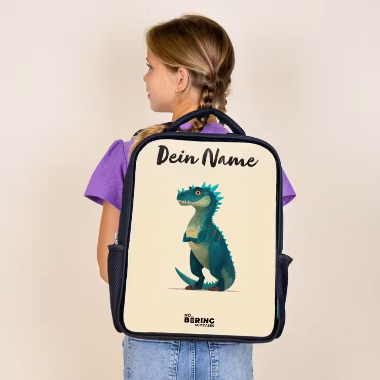 Dino - Dier - Blauw - Groen Rugzak - Zwart middel -sfeer5