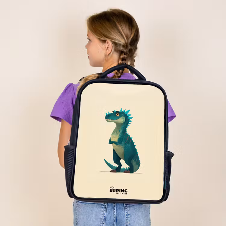 Dino - Dier - Blauw - Groen Rugzak - Zwart middel -sfeer5