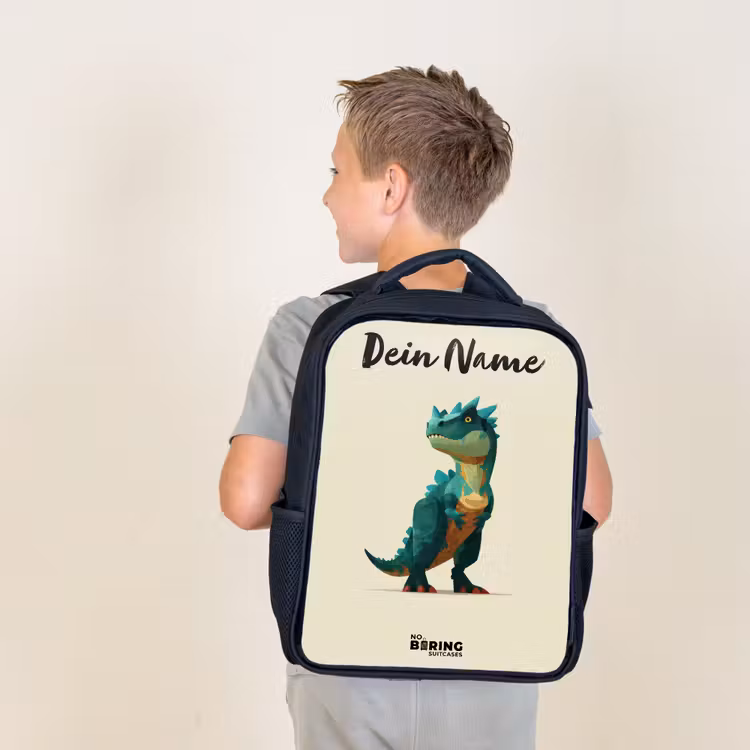 Dino - Dier - Groen Rugzak - Zwart middel -sfeer2