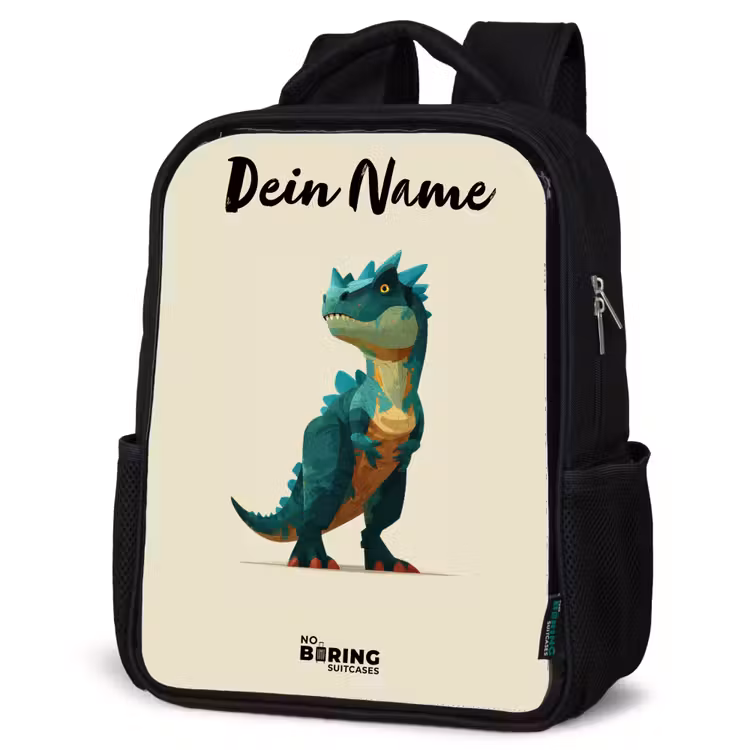 Dino - Dier - Groen Rugzak - Zwart middel -schuin