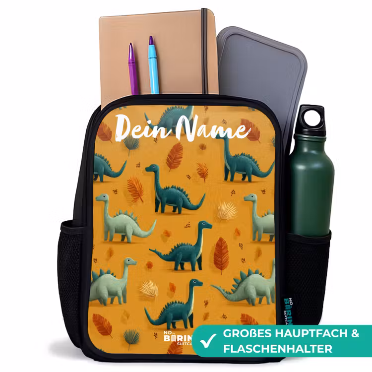 Dino - Dieren - Patroon Rugzak - Zwart middel -inhoud_DE