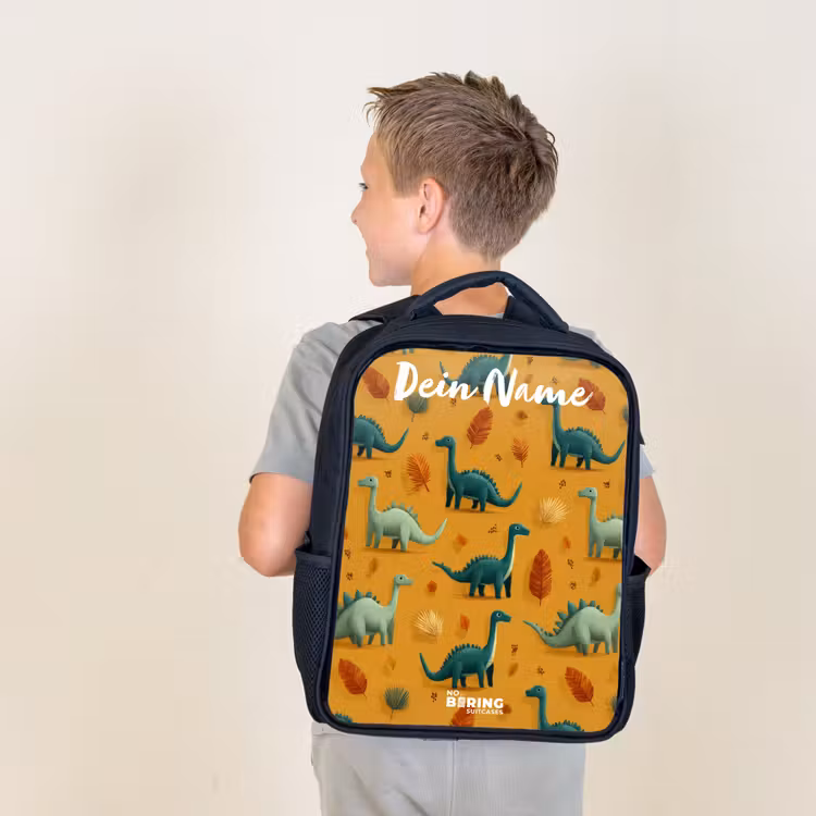 Dino - Dieren - Patroon Rugzak - Zwart middel -sfeer2