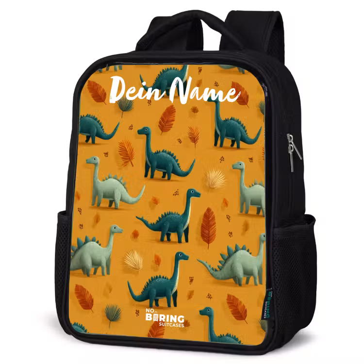 Dino - Dieren - Patroon Rugzak - Zwart middel -schuin