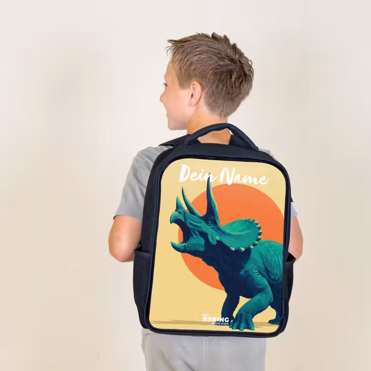 Dino - Triceratops - Dier Rugzak - Zwart middel -sfeer2