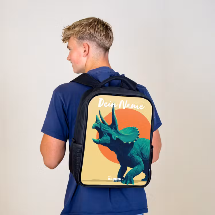 Dino - Triceratops - Dier Rugzak - Zwart middel -sfeer8