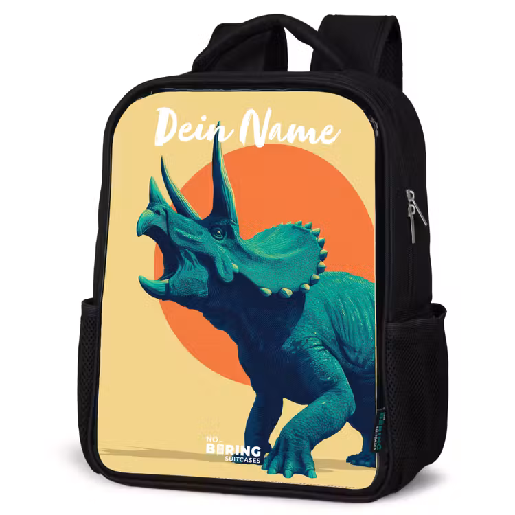 Dino - Triceratops - Dier Rugzak - Zwart middel -schuin