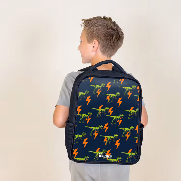 Dinos - Bliksem - Dieren - Blauw Rugzak - Zwart middel -sfeer2