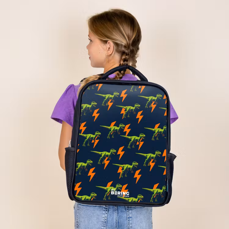 Dinos - Bliksem - Dieren - Blauw Rugzak - Zwart middel -sfeer5