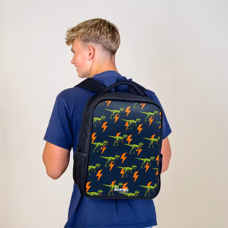 Dinos - Bliksem - Dieren - Blauw Rugzak - Zwart middel -sfeer8