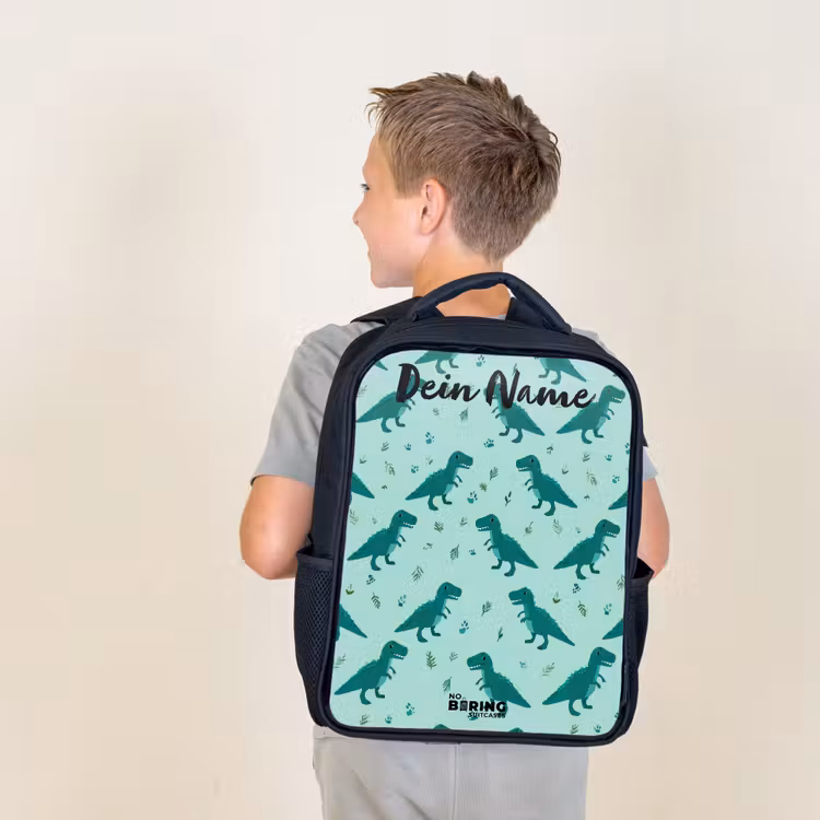 Dinos - Patroon - Groen Rugzak - Zwart middel -sfeer2