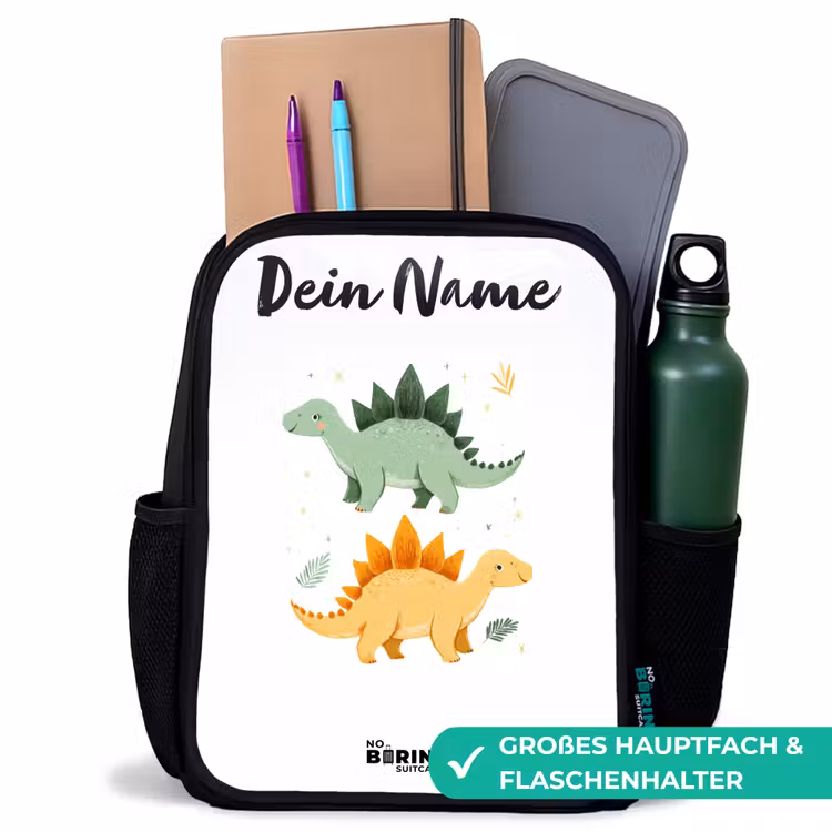Dinos - Dieren - Groen - Oranje Rugzak - Zwart middel -inhoud_DE