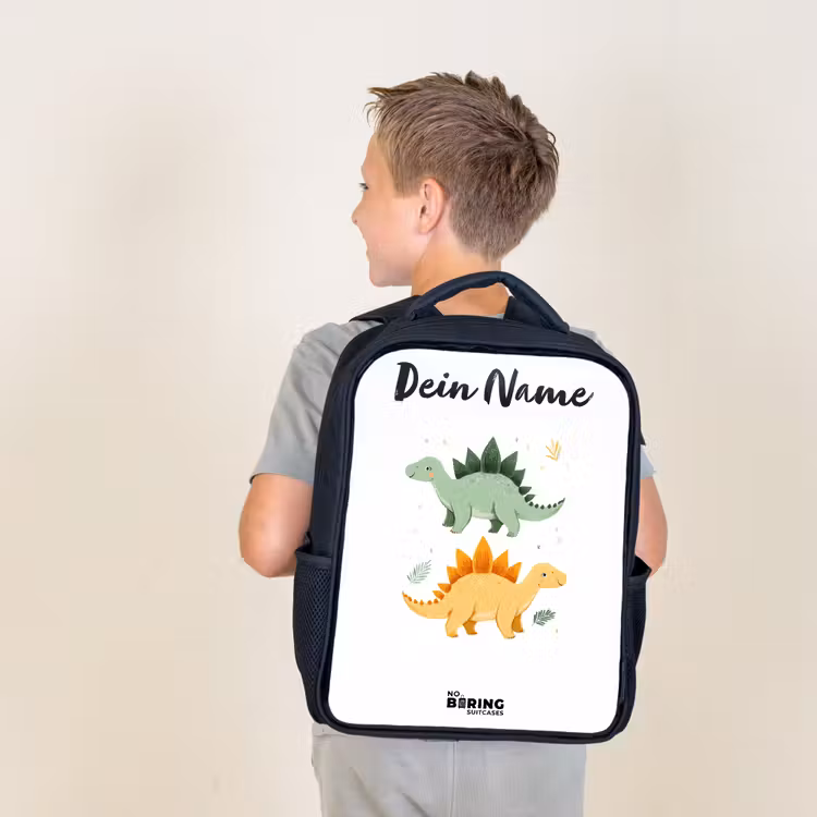 Dinos - Dieren - Groen - Oranje Rugzak - Zwart middel -sfeer2