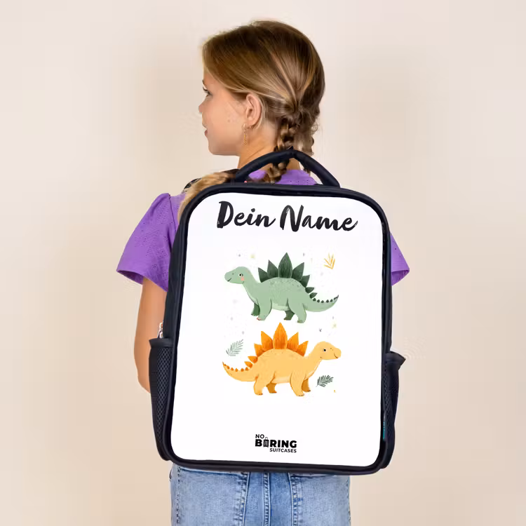 Dinos - Dieren - Groen - Oranje Rugzak - Zwart middel -sfeer5