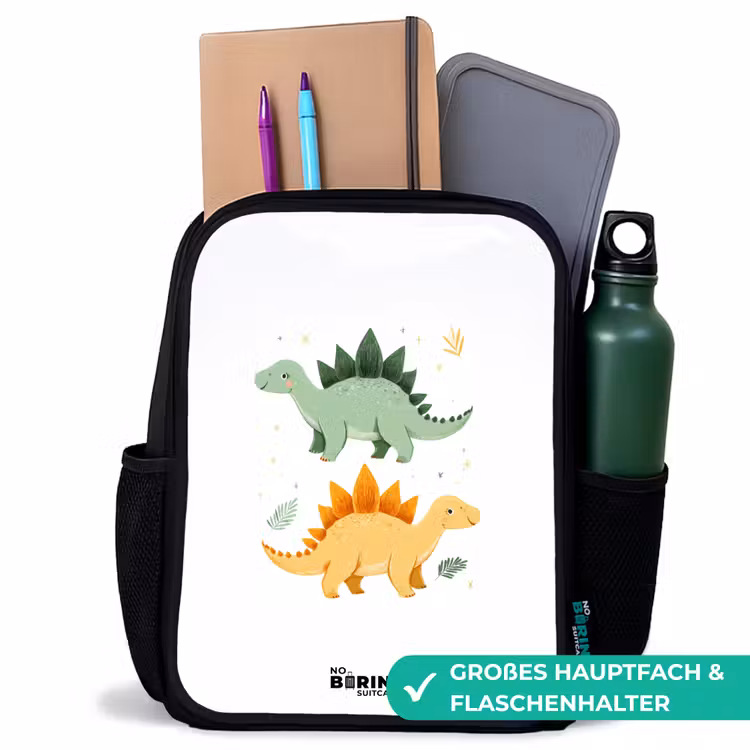 Dinos - Dieren - Groen - Oranje Rugzak - Zwart middel -inhoud_DE
