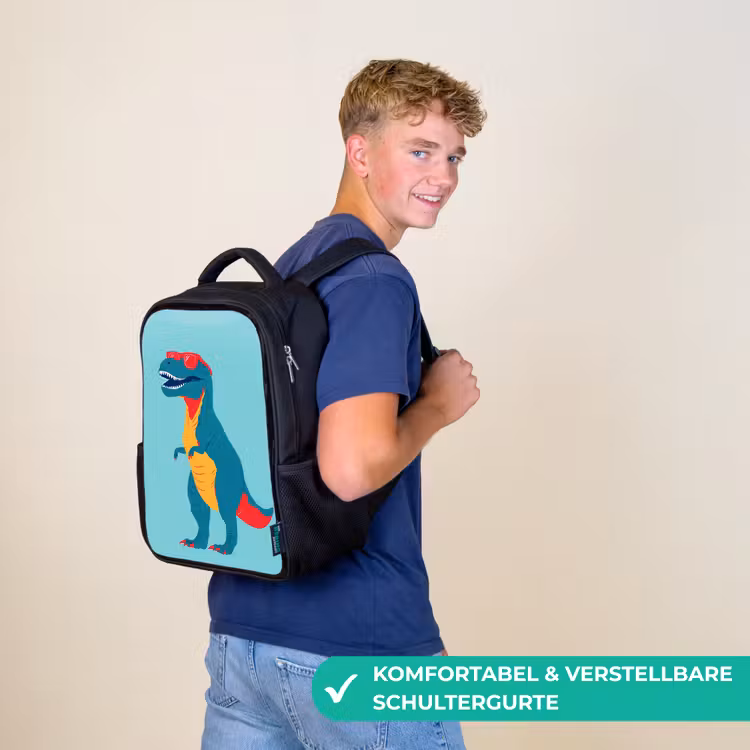 Dinosaurus - Blauw - Zonnebril Rugzak - Zwart middel -sfeer9_DE