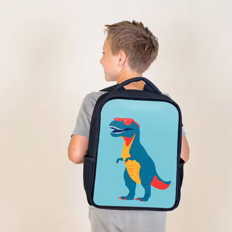 Dinosaurus - Blauw - Zonnebril Rugzak - Zwart middel -sfeer2