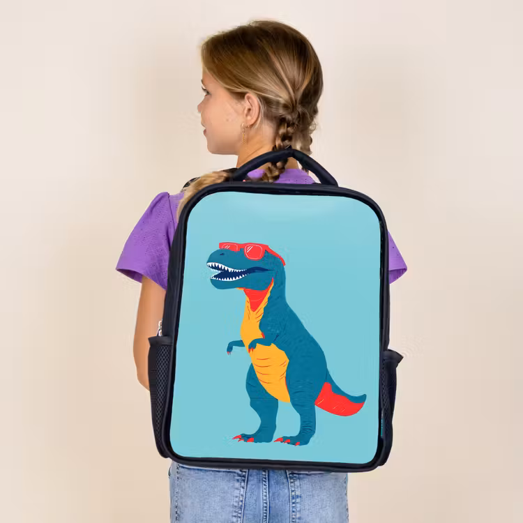 Dinosaurus - Blauw - Zonnebril Rugzak - Zwart middel -sfeer5