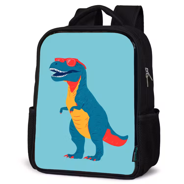 Dinosaurus - Blauw - Zonnebril Rugzak - Zwart middel -schuin