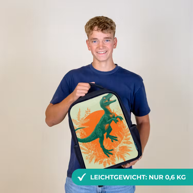 Dinosaurus - Groen - Planten - Cirkel Rugzak - Zwart middel -sfeer7_DE