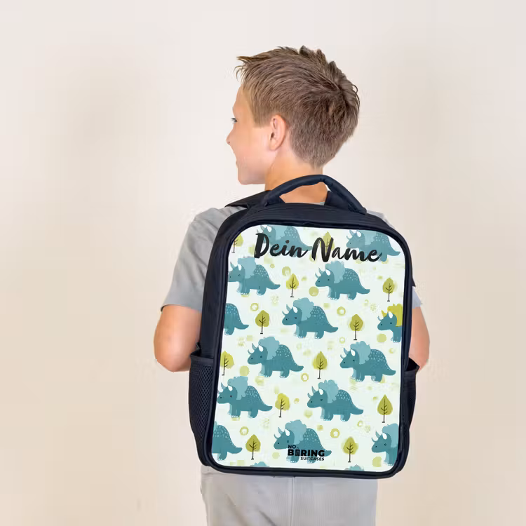 Dinos - Patroon - Natuur Rugzak - Zwart middel -sfeer2