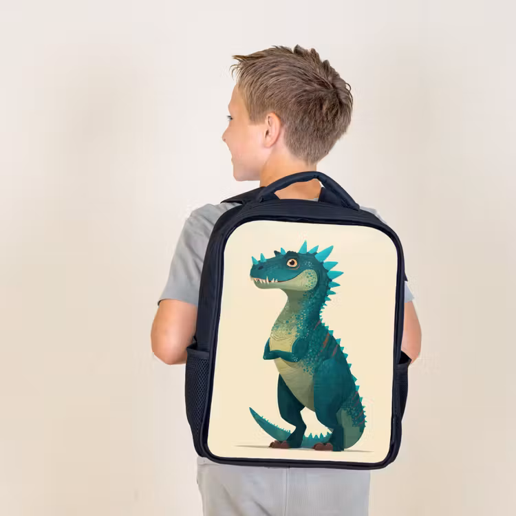 Dinosaurus - Turquoise - Stekels Rugzak - Zwart middel -sfeer2
