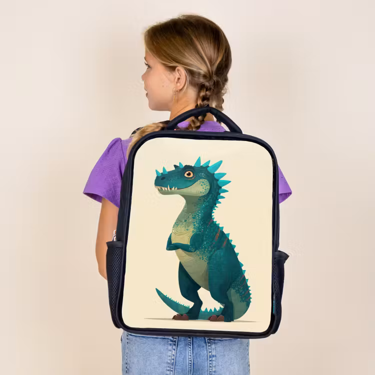 Dinosaurus - Turquoise - Stekels Rugzak - Zwart middel -sfeer5